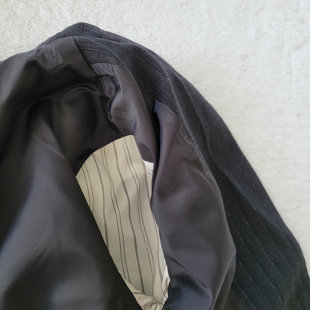 Theory Blazer Womens 2 Charcoal Gray Pinstripe Wool Blend Single Button Jacket - Picture 8 of 9
